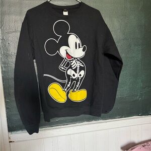 Disney Black Crewneck Sweater with Mickey Skeleton